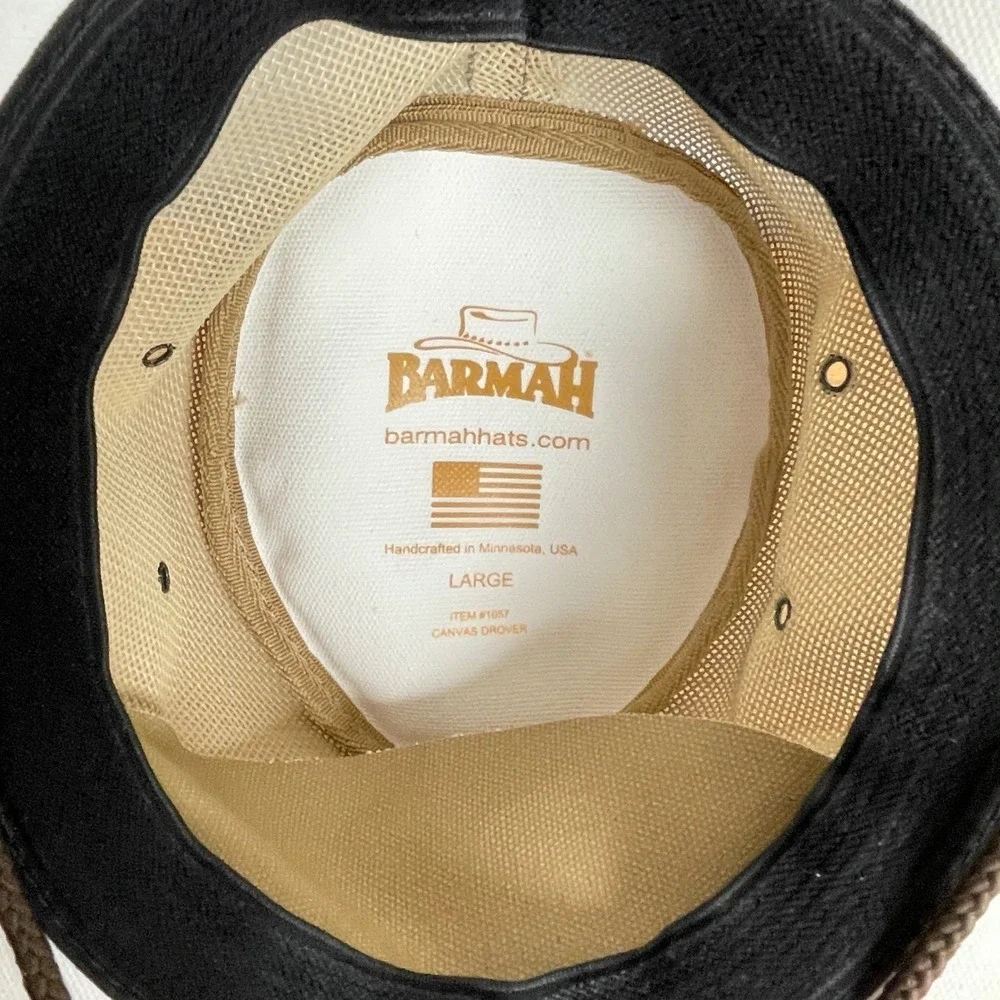 Barmah 1057 Canvas Drover Hat Mens L UV Protection Beige Mesh Outback Safari USA